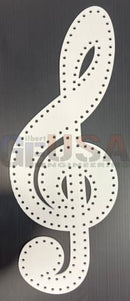 White perforated treble clef craft piece from musical notes by gilbert engineering with eighth note design