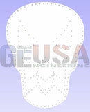 White skull-shaped appliqué with silver studs in a laser cut pattern from gilbert engineering monster faces collection