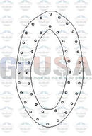 Black oval-shaped halloween font alphabet a-62 node with dotted pattern for spooky design use