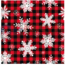 Red and black plaid fabric with white snowflakes for impression merry christmas by gilbert engineering usa laser cut design