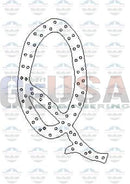 Black outline letter q with dotted pattern from halloween font alphabet featuring a-62 node style