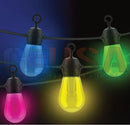 Smart rgbw outdoor string lights by gilbert engineering usa with colorful led lanterns and black plastic tops