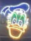 Neon blue and yellow cartoon duck head logo for impression mr duck pixel prop with 12mm bullet pixels and optional wiring diagram