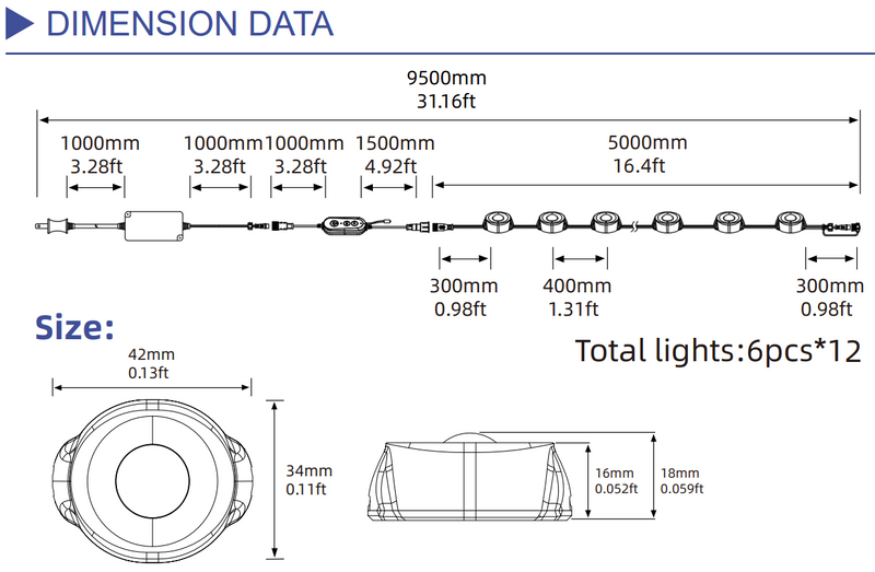 Permanent Holiday Lighting 36v - 100 Foot (72 Lights)