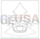 Black-and-white string art singing xmas tree with smiling face and triangular eyes by gilbert engineering usa laser cut design