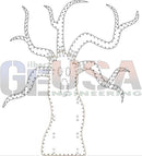 A black and white dotted outline of a spooky tree craft pattern for needlework by gilbert engineering usa laser cut