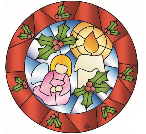 G-SkinZ Rosa Wreath - Stained Glass Holly Angel Candle