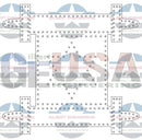 Blue and white schematic diagram of torah a lighting fixture layout by gilbert engineering usa with laser cut details for torah products