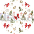 Watercolor christmas fabric with red bows green pine trees and snowflakes from impression series insane arch by gilbert engineering usa