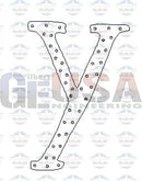 Black-and-white dotted letter y cutout with a halloween font alphabet design featuring a-62 node pattern