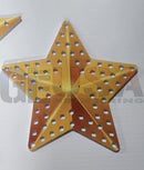 Golden star-shaped mini tree stars with gradient finish and laser cut circular cutouts by lsp impression mini