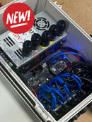 Silver metal power supply unit kulp k16 pro with black connectors and blue wiring inside white enclosure ready 2 ship