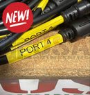 Back view of kulp k16 pro showing yellow and black electrical cables with labeled port identifiers ready 2 ship