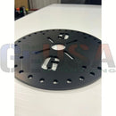 Circular black steel tree topper disc with holes and cutouts perfect for voodoo blue or emerald green decor