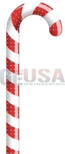 A glossy red and white striped impression candy cane with dotted patterns shaped like a left hook wiring diagram style