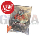 Silver foil package with cartoon sasquatch in red and black cap labeled sasquatch megatree pixel strip suncgee balls