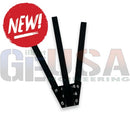Black metal heavy duty foldable roof mount with three prongs and central hinge for versatile portable support