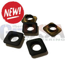 Square black and gold metal grommets with central hole for reinforcing mega tree pixel strips easily