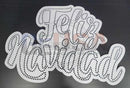 White feliz navidad decorative cutout with dotted outline laser cut by gilbert engineering usa