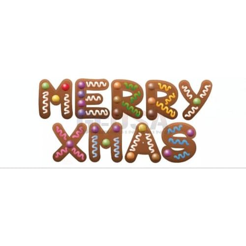 Impression Merry Christmas/merry Xmas/feliz Navidad In Cookie Letters Gingerbread Merry Xmas Pixel