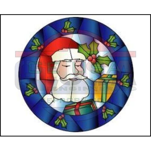 Impression Rosa Grande Stained Glass Holly Santa Face Pixel Props