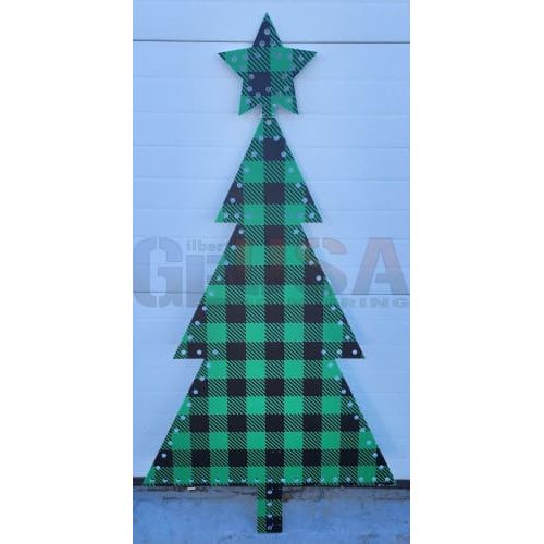 IMPRESSION Xmas Tree - 4 Pack - Green Black Plaid / Pixels -