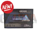 Black rectangular box for anchorease 30 foot heavy-duty ratchet straps with soft handle featuring white and blue logo