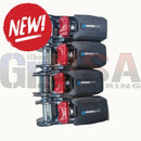Black and red anchorase 30 foot heavy-duty ratchet straps with metallic hardware for outdoor display protection