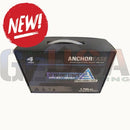 Black plastic box with red new sticker and white label showing anchorEase 4-pack 30 inch heavy-duty ratchet straps