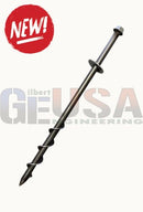 Black metal garden screw with hexagonal head and spiral shaft steel anchorease™ ground anchor for quick outdoor setup