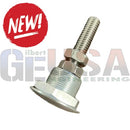 Silver metallic threaded bolt with hex head and flange for mattos designs push clip prop mounting system