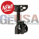 Black metal gear and cable pulley system by geusa engineering for the sasquatch modular megatree holiday light pole