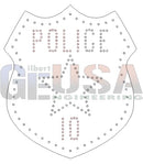 Police shield led display with dotted outline and star emblem by gilbert engineering usa in bright police colors