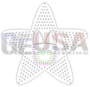 Singing star laser cut star-shaped rhinestone appliqué with black outline and multicolored concentric rings by gilbert engineering