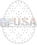 Egg-shaped laser cut stencil with wavy zag circular perforations by gilbert engineering for easter eggs crafts