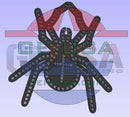 Black and red preying spider prop by gilbert engineering usa with white circular studs and nodes measures on body
