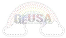 Rainbow appliqué with colorful gradient dots forming an arc over cloud outlines by gilbert engineering usa laser cut mini lights