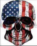 A stylized impression mega skull with american flag design and black sunglasses from gilbert engineering usa los muertos
