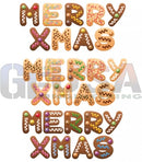 Impression merry christmas gingerbread merry cookie letters spelling merry xmas with colorful sprinkles and candy accents