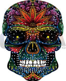 Vibrant g-skinz sugar skull sticker for mega skull by gilbert engineering usa with bold purple orange green and blue patterns