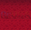 Red heart patterned fabric background from impression hearts featuring medium love conversation hearts with red sparkle
