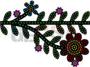 A 4-foot leaf run by gilbert engineering usa with bold black outlines and multicolored dots on green floral branches, perfect for xlights models